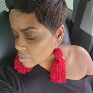 Rouge (red) Medium Tassel Earrings